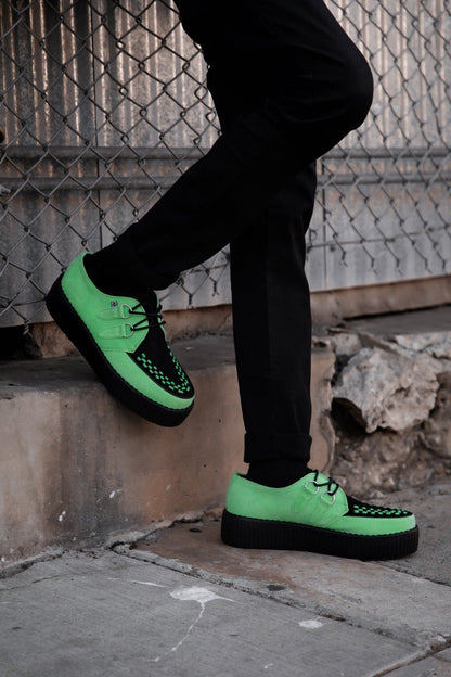 V3389 Neon Green & Black Suede Viva Mondo Creeper Green/Black T.U.K. Shoes
