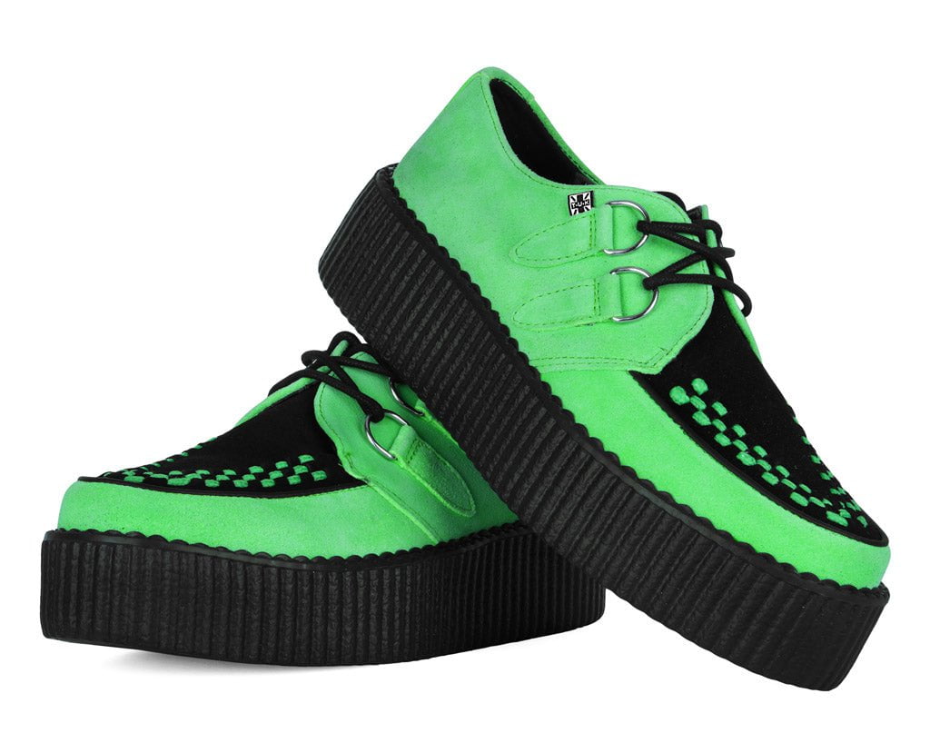 V3389 Neon Green & Black Suede Viva Mondo Creeper Green/Black T.U.K. Shoes