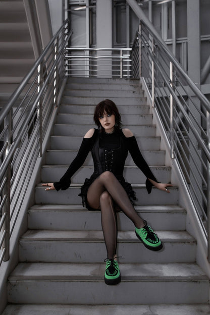 V3389 Neon Green & Black Suede Viva Mondo Creeper Green/Black T.U.K. Shoes