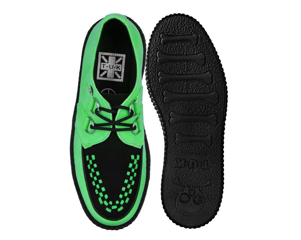 V3389 Neon Green & Black Suede Viva Mondo Creeper Green/Black T.U.K. Shoes
