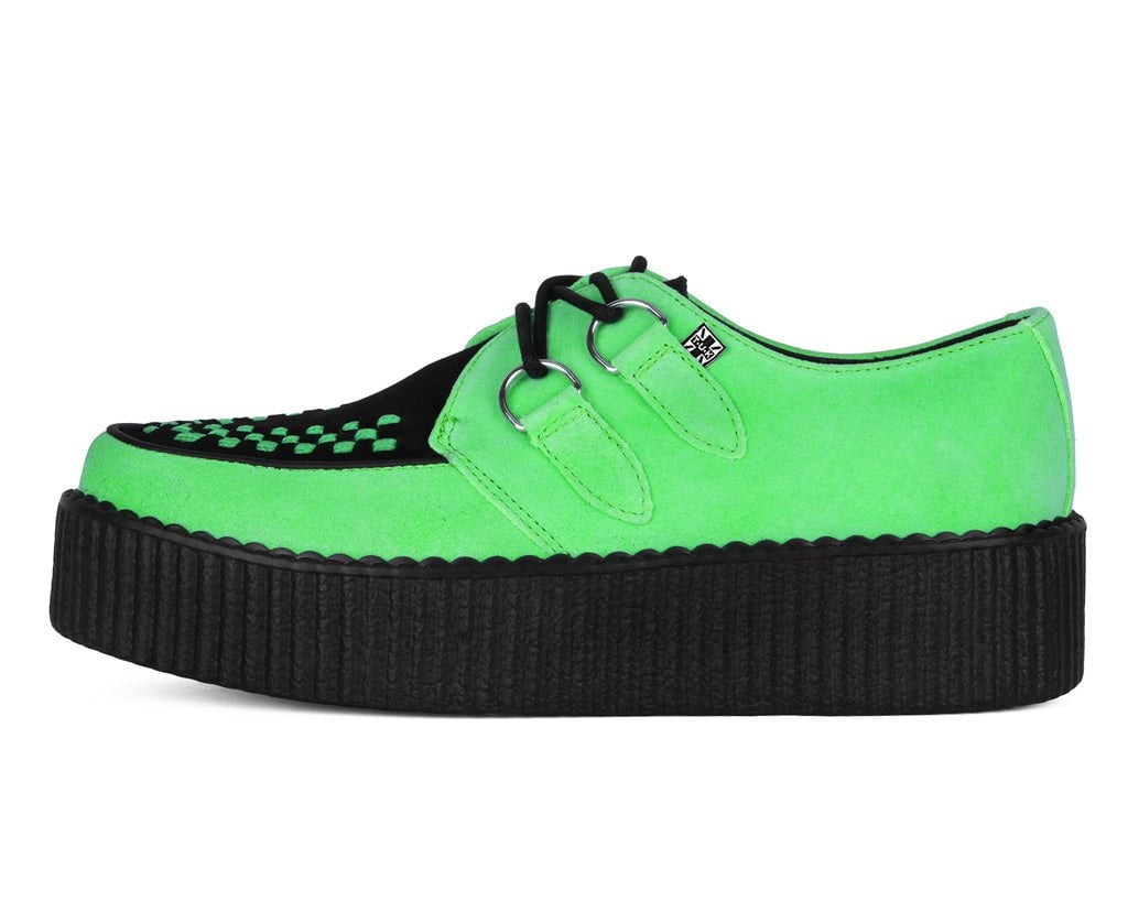 V3389 Neon Green & Black Suede Viva Mondo Creeper Green/Black T.U.K. Shoes