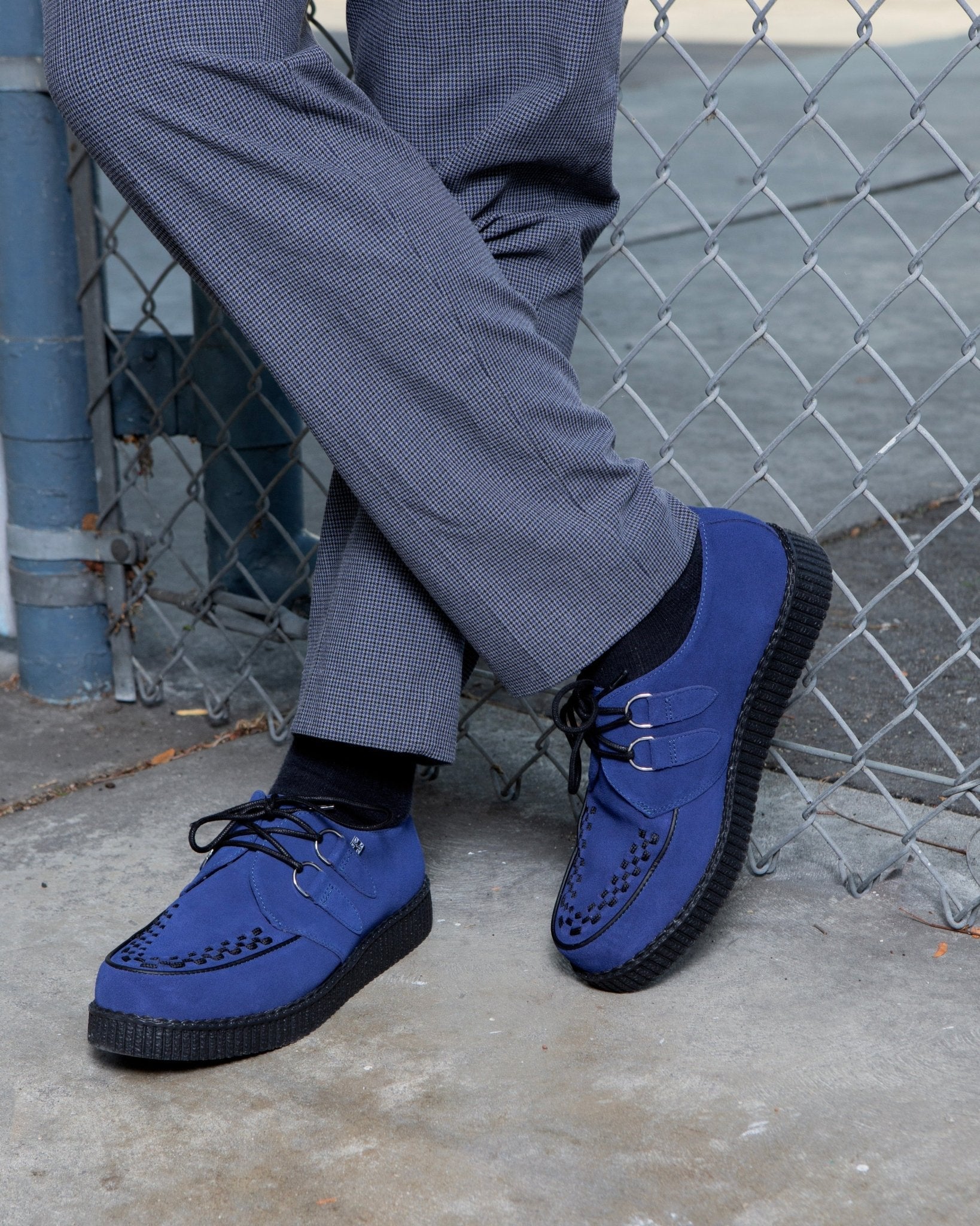 F3416 Navy Suede Viva Low creeper Blue T.U.K. Shoes