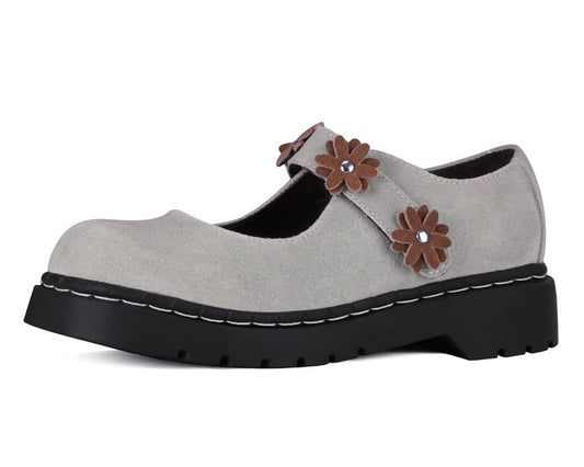 Taupe Suede Flower Mary Jane Taupe T.U.K. Shoes