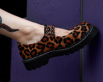 T2350 Brown Leopard Mary Jane Brown T.U.K. Shoes