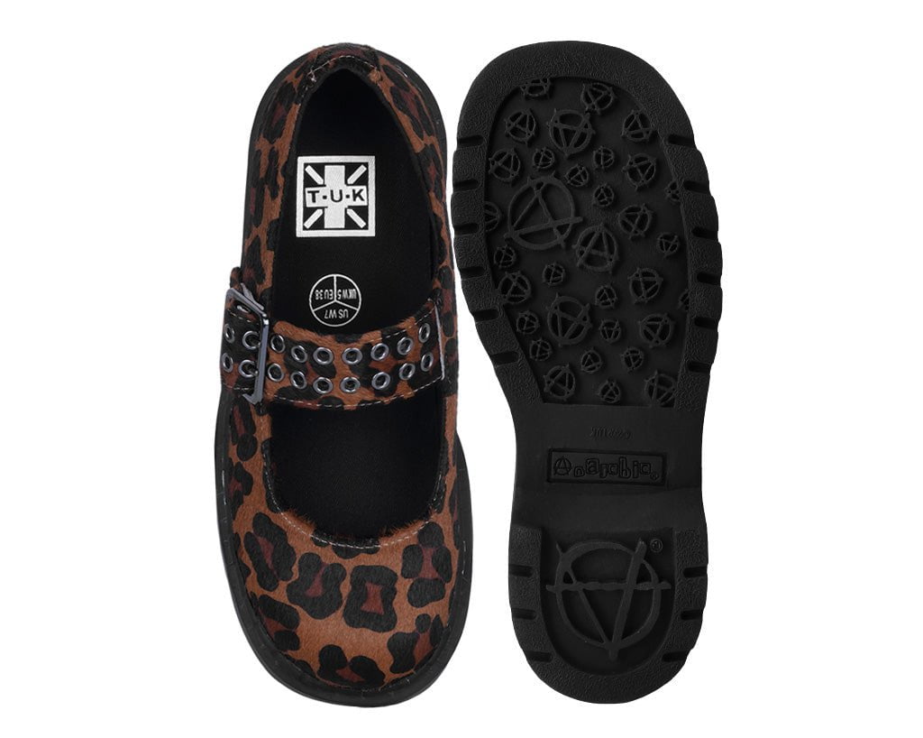 T2350 Brown Leopard Mary Jane Brown T.U.K. Shoes