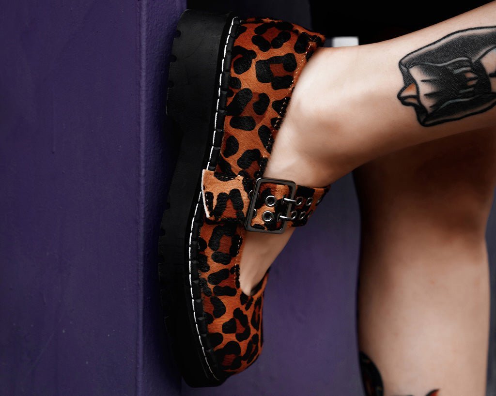 T2350 Brown Leopard Mary Jane Brown T.U.K. Shoes