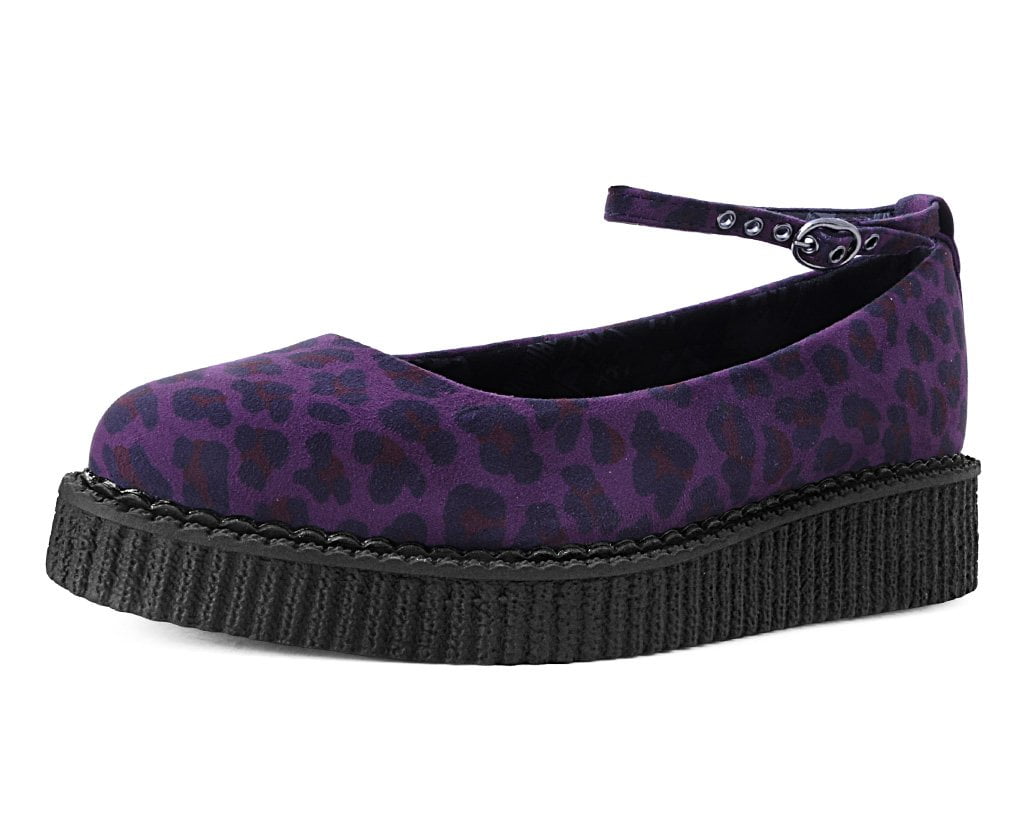 A9985L Purple Leopard Pointed Ballet Creeper Purple T.U.K. Shoes