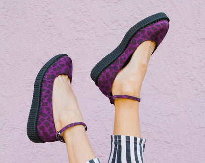 A9985L Purple Leopard Pointed Ballet Creeper Purple T.U.K. Shoes
