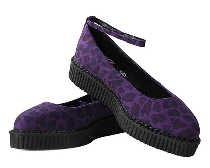 A9985L Purple Leopard Pointed Ballet Creeper Purple T.U.K. Shoes