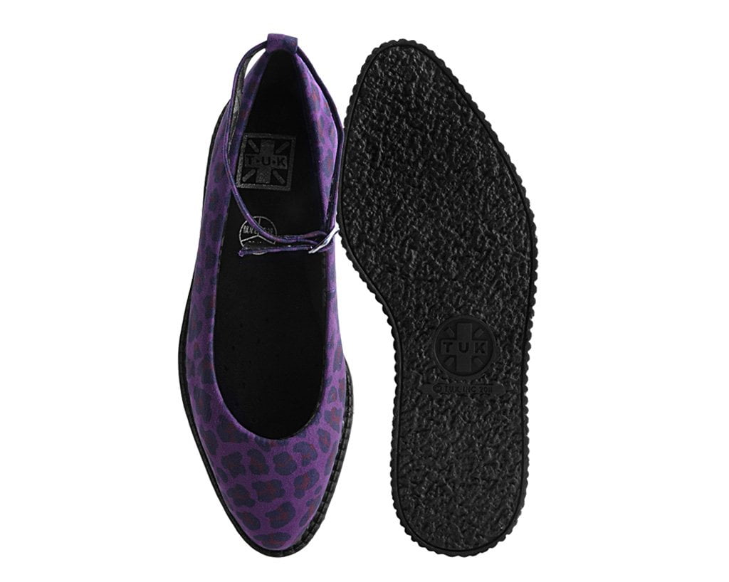 A9985L Purple Leopard Pointed Ballet Creeper Purple T.U.K. Shoes