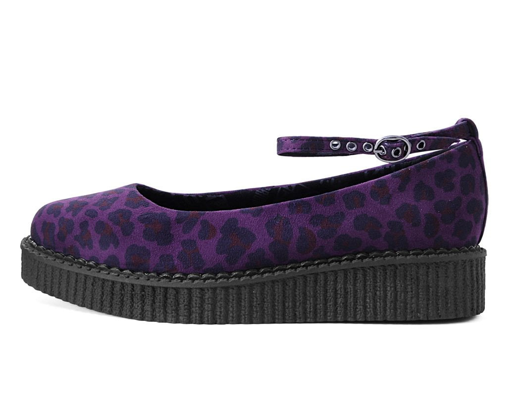 A9985L Purple Leopard Pointed Ballet Creeper Purple T.U.K. Shoes