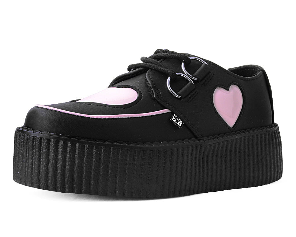 V3026 Black & Pink Heart TUKskin™ Viva Mondo Creeper Black/Pink T.U.K. Shoes