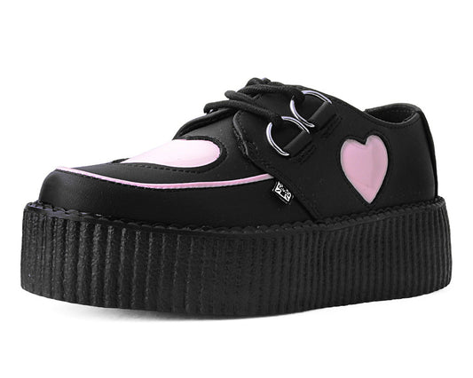 V3026 Black & Pink Heart TUKskin™ Viva Mondo Creeper Black/Pink T.U.K. Shoes