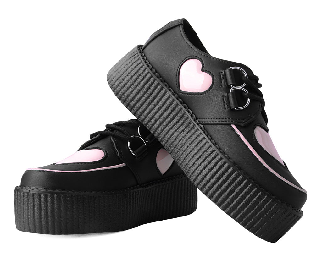 V3026 Black & Pink Heart TUKskin™ Viva Mondo Creeper Black/Pink T.U.K. Shoes