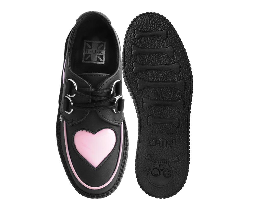 V3026 Black & Pink Heart TUKskin™ Viva Mondo Creeper Black/Pink T.U.K. Shoes