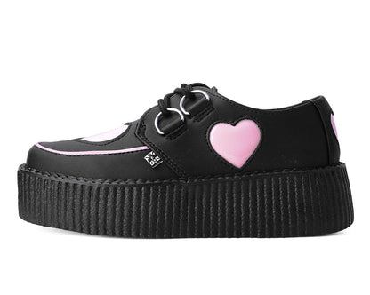 V3026 Black & Pink Heart TUKskin™ Viva Mondo Creeper Black/Pink T.U.K. Shoes