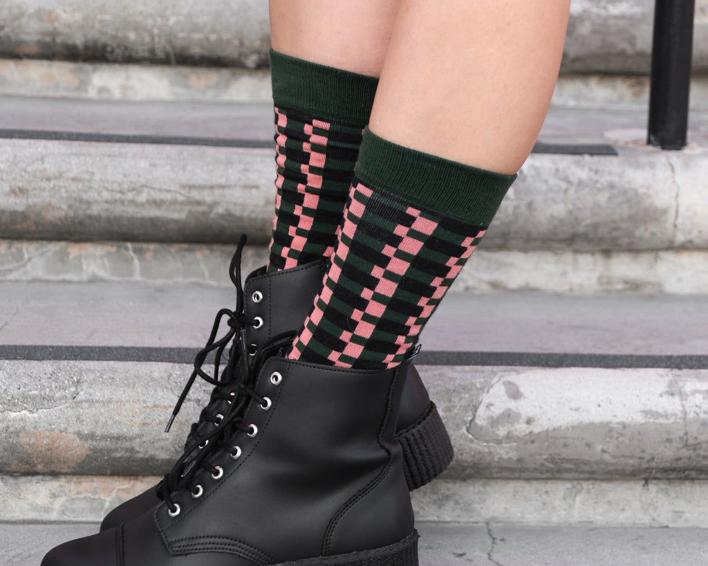 TSK1148 Multicolor Houndstooth Knee-High Sock TSK1148-OS  T.U.K. Shoes