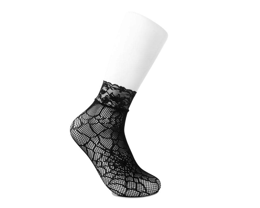 TSK1077 Black Spiderweb Lace Crew Sock TSK1077-OS  T.U.K. Shoes