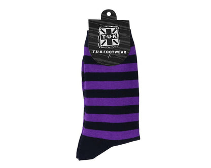 TSK1192 Black & Purple T.U.K. Men's Stripe Sock TSK1192-OS  T.U.K. Shoes