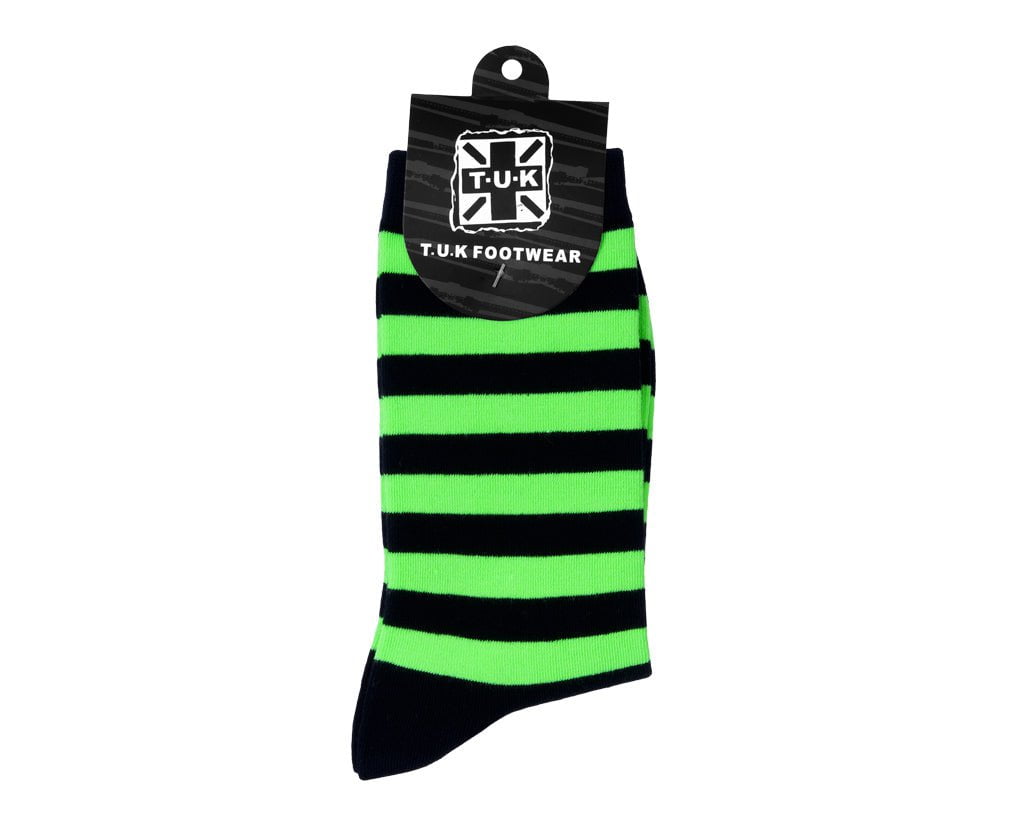 TSK1190 Black & Green T.U.K. Men's Stripe Sock TSK1190-OS  T.U.K. Shoes