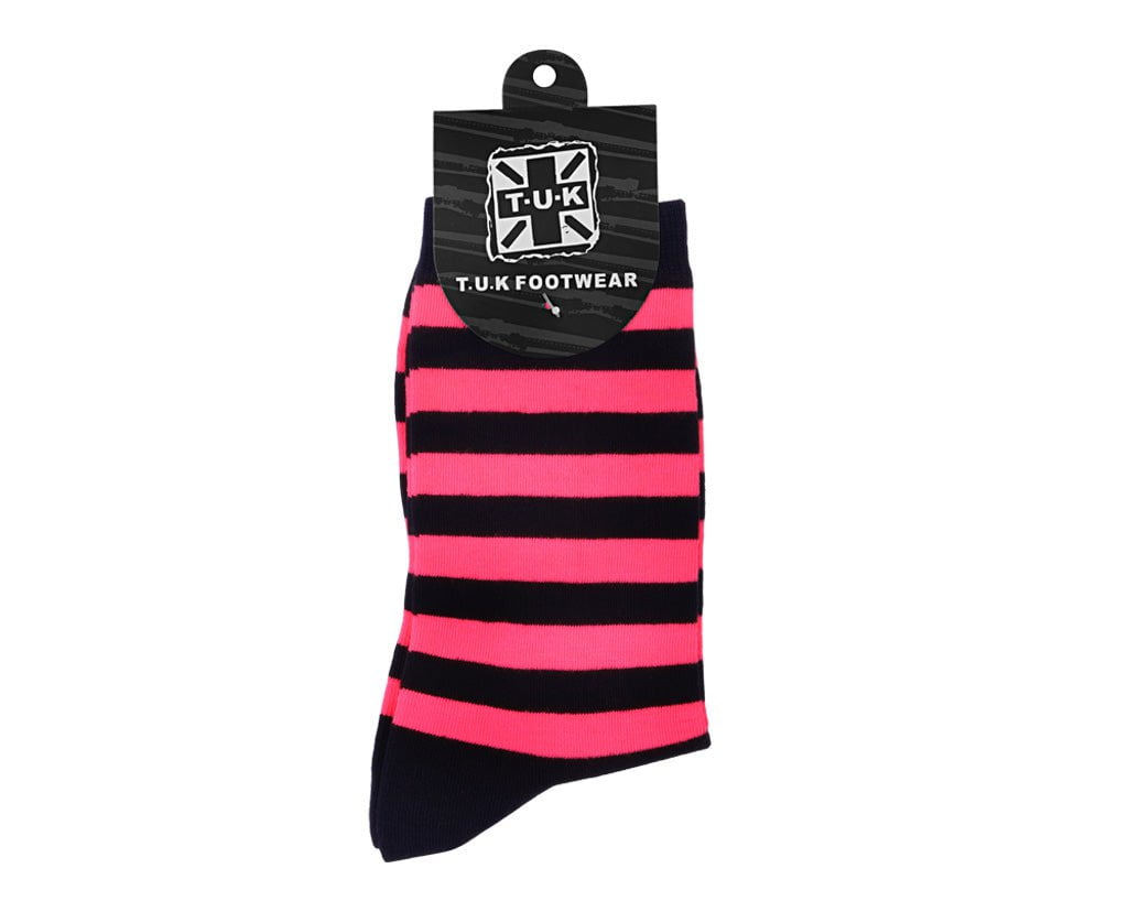 TSK1188 Black & Pink T.U.K. Men's Stripe Sock TSK1188-OS  T.U.K. Shoes