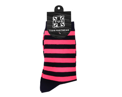 TSK1188 Black & Pink T.U.K. Men's Stripe Sock TSK1188-OS  T.U.K. Shoes