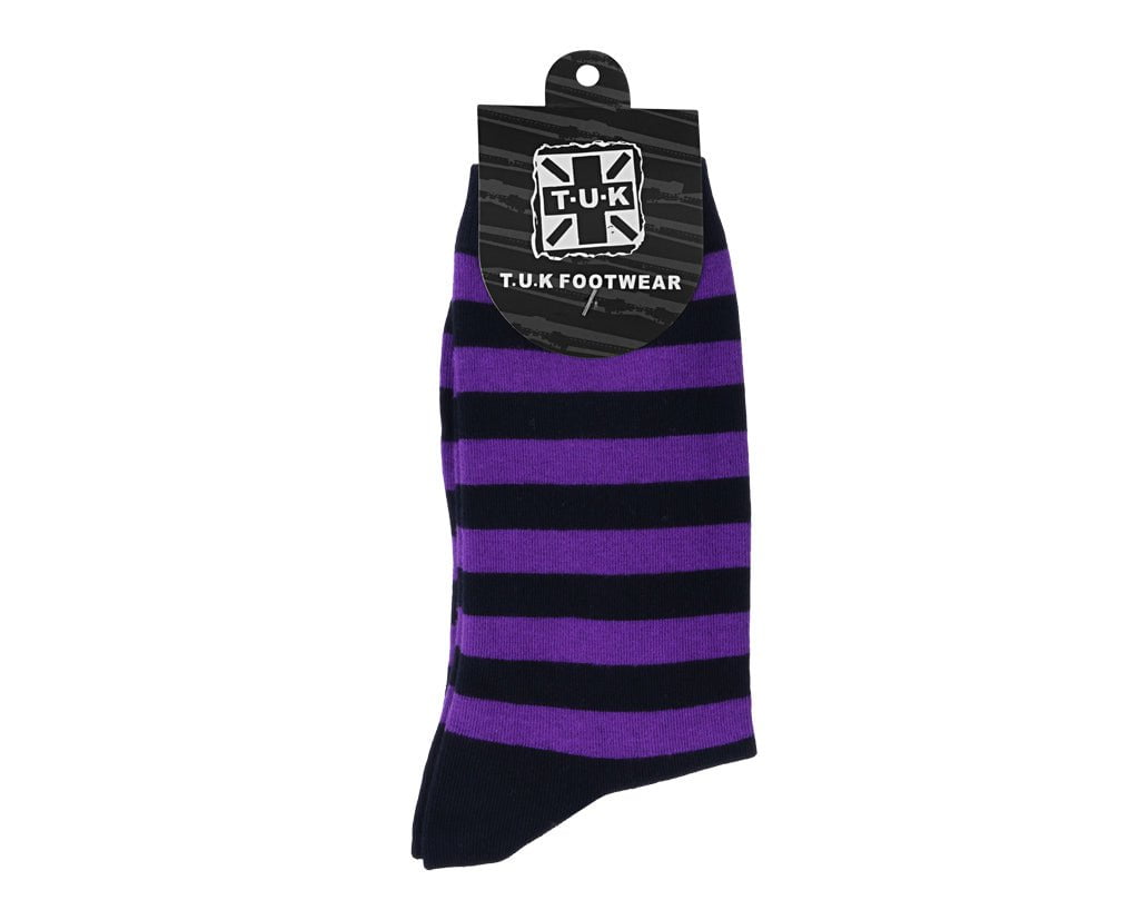 TSK1192 Black & Purple T.U.K. Men's Stripe Sock TSK1192-OS  T.U.K. Shoes