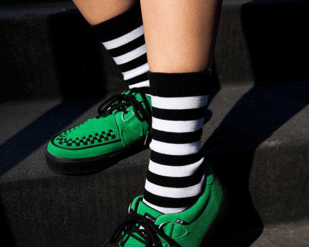 TSK1047 Black & White Stripe T.U.K. Women’s Sock TSK1047-OS  T.U.K. Shoes