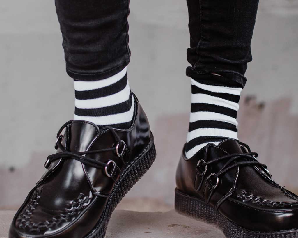 TSK1047 Black & White Stripe T.U.K. Women’s Sock TSK1047-OS  T.U.K. Shoes