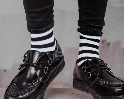TSK1047 Black & White Stripe T.U.K. Women’s Sock TSK1047-OS  T.U.K. Shoes