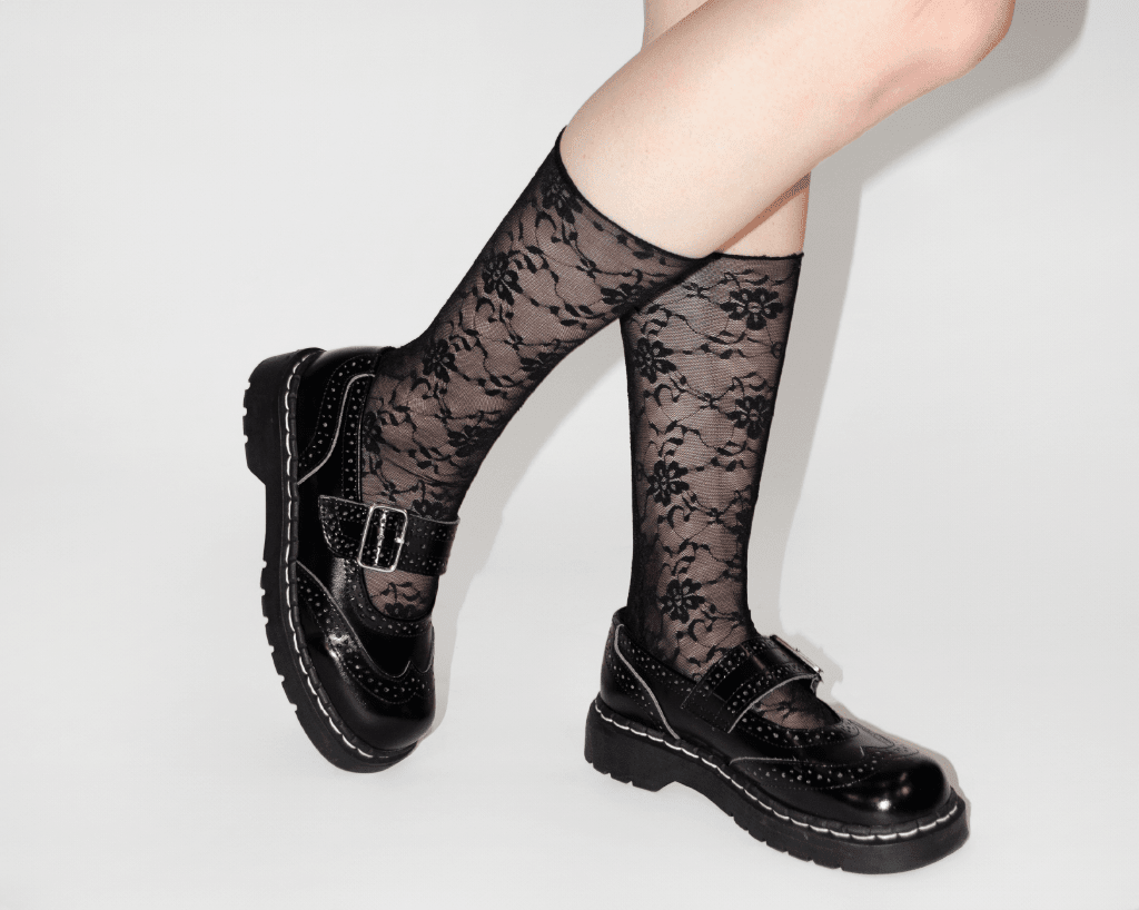 TSK1167 Black Floral Mesh Sock TSK1167-OS  T.U.K. Shoes
