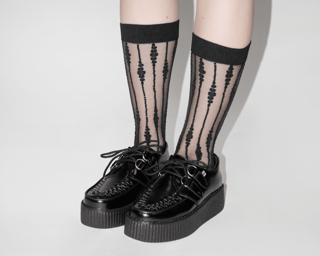 TSK1159 Black Knee-High Mesh Sock TSK1159-OS  T.U.K. Shoes