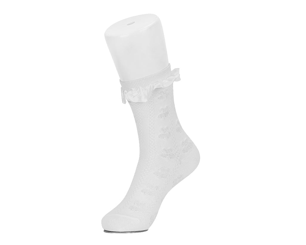 TSK1182 White Rose Silk Trim Sock TSK1182-OS  T.U.K. Shoes