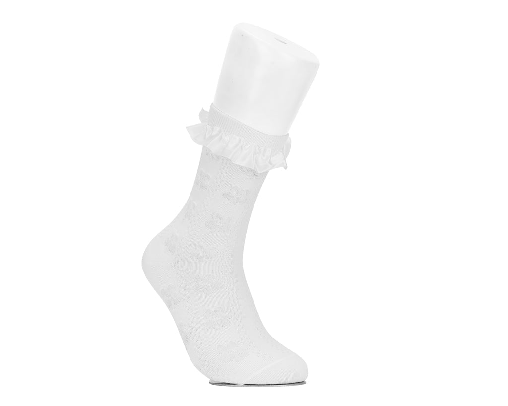 TSK1182 White Rose Silk Trim Sock TSK1182-OS  T.U.K. Shoes