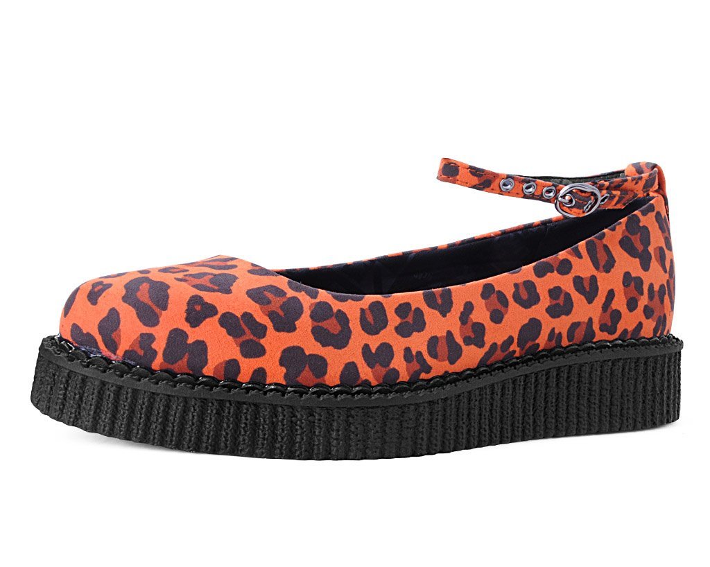 A9986L Orange Leopard Pointed Ballet Creeper Orange T.U.K. Shoes
