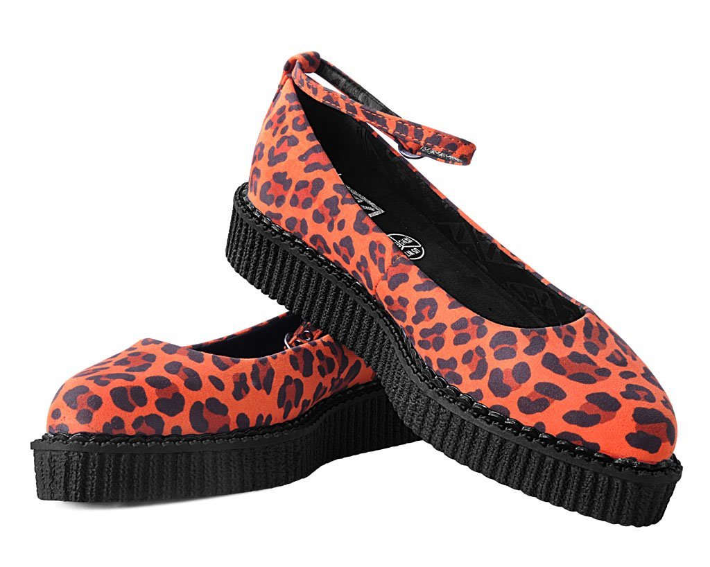 A9986L Orange Leopard Pointed Ballet Creeper Orange T.U.K. Shoes