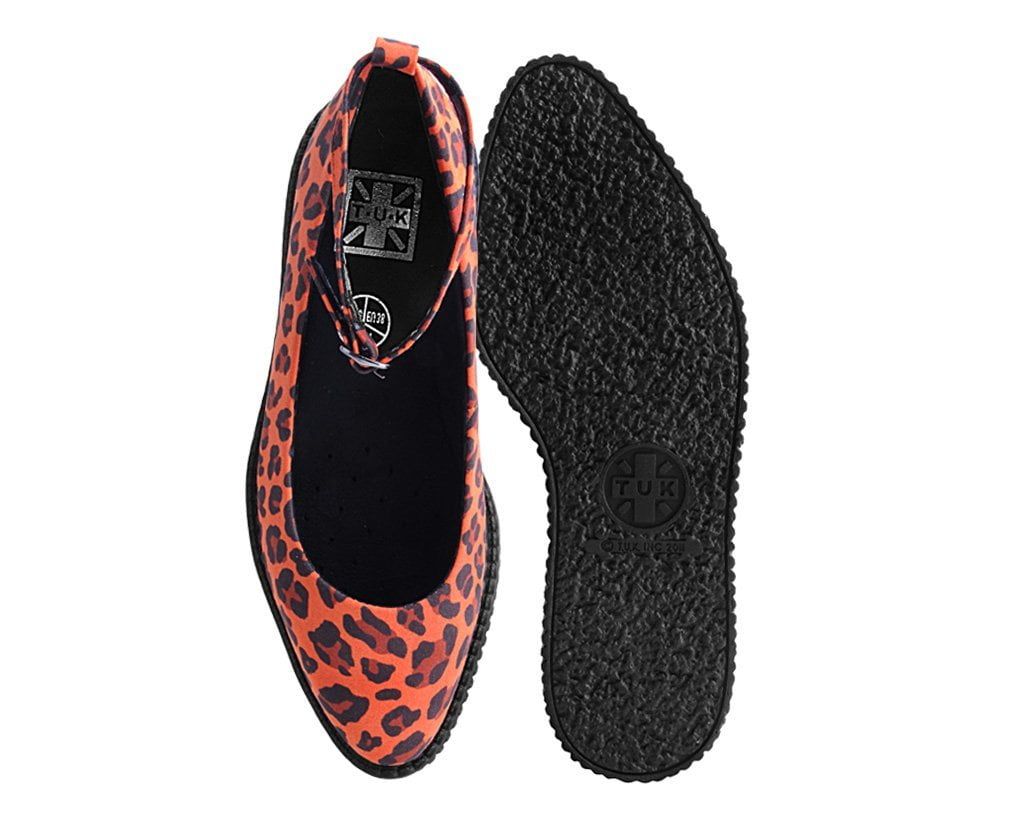 A9986L Orange Leopard Pointed Ballet Creeper Orange T.U.K. Shoes