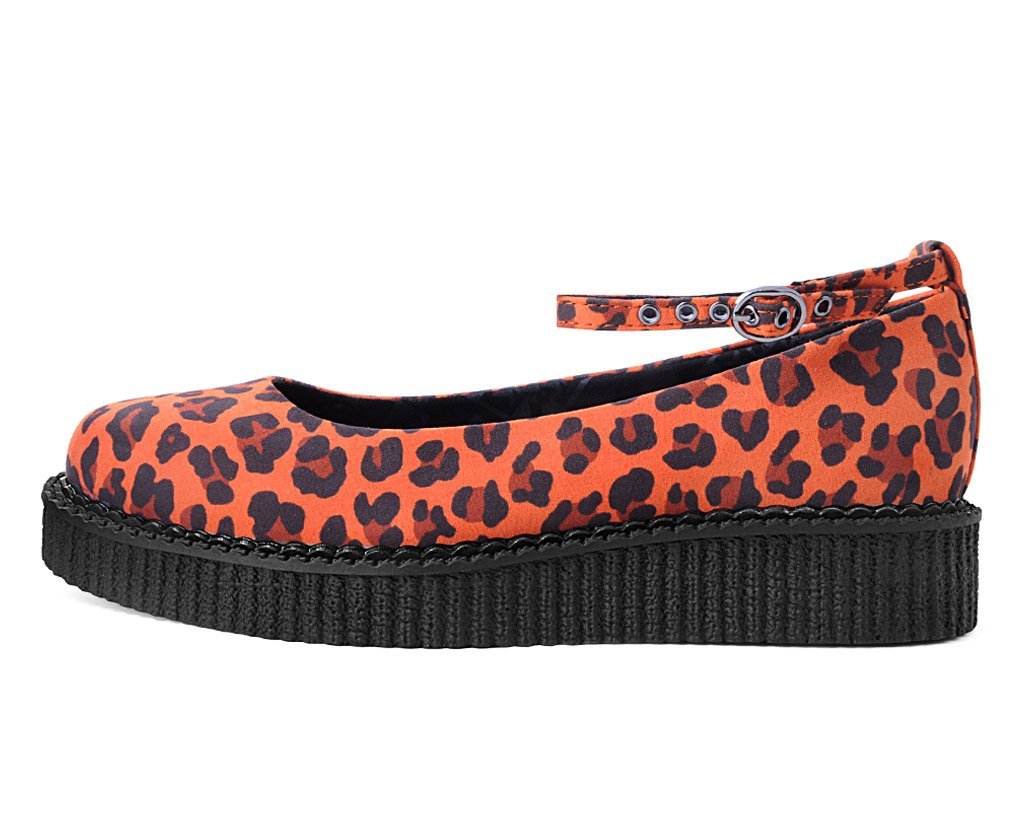 A9986L Orange Leopard Pointed Ballet Creeper Orange T.U.K. Shoes