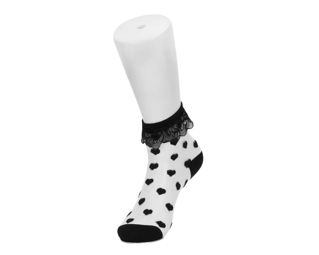 TSK1186 Black Mesh Heart Sock TSK1186-OS  T.U.K. Shoes