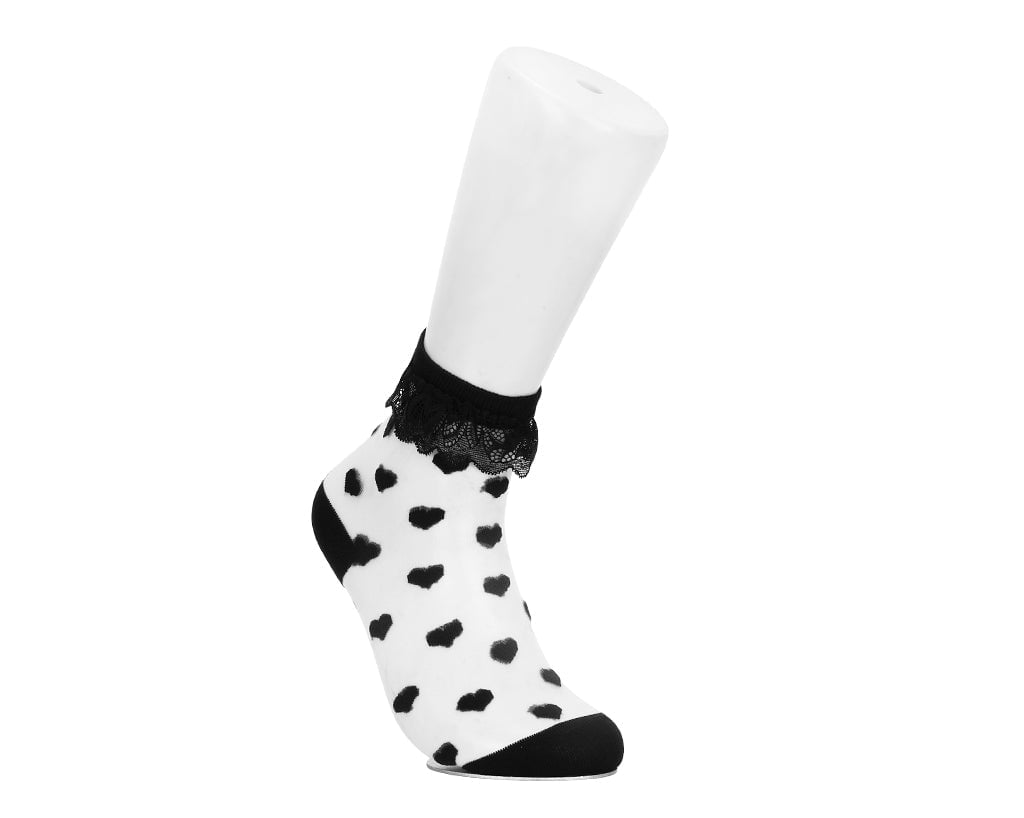 TSK1186 Black Mesh Heart Sock TSK1186-OS  T.U.K. Shoes