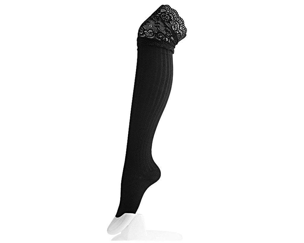 TSK1003 Black Lace Thigh High Sock TSK1003-OS  T.U.K. Shoes