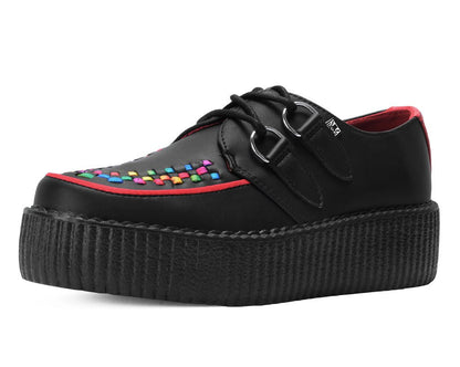 V3302 Black TUKskin Rainbow Interlace Viva Mondo Creeper Black/Red T.U.K. Shoes