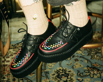 V3302 Black TUKskin Rainbow Interlace Viva Mondo Creeper Black/Red T.U.K. Shoes