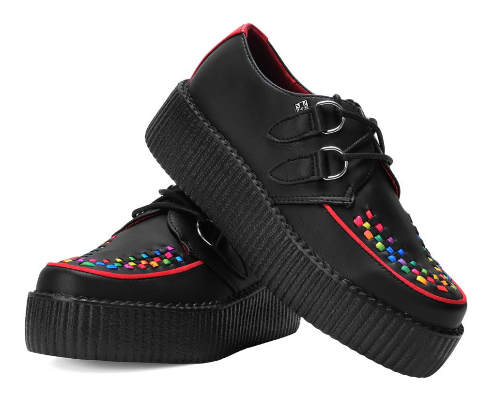 V3302 Black TUKskin Rainbow Interlace Viva Mondo Creeper Black/Red T.U.K. Shoes