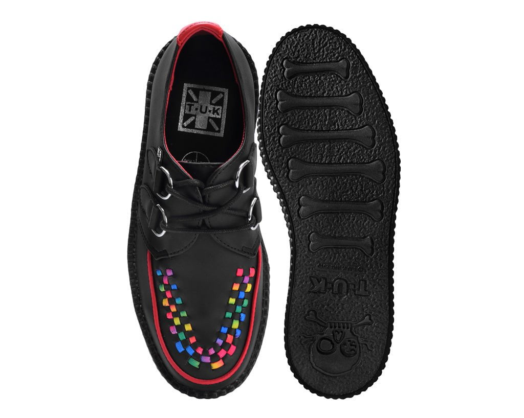 V3302 Black TUKskin Rainbow Interlace Viva Mondo Creeper Black/Red T.U.K. Shoes