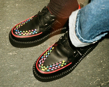 V3302 Black TUKskin Rainbow Interlace Viva Mondo Creeper Black/Red T.U.K. Shoes