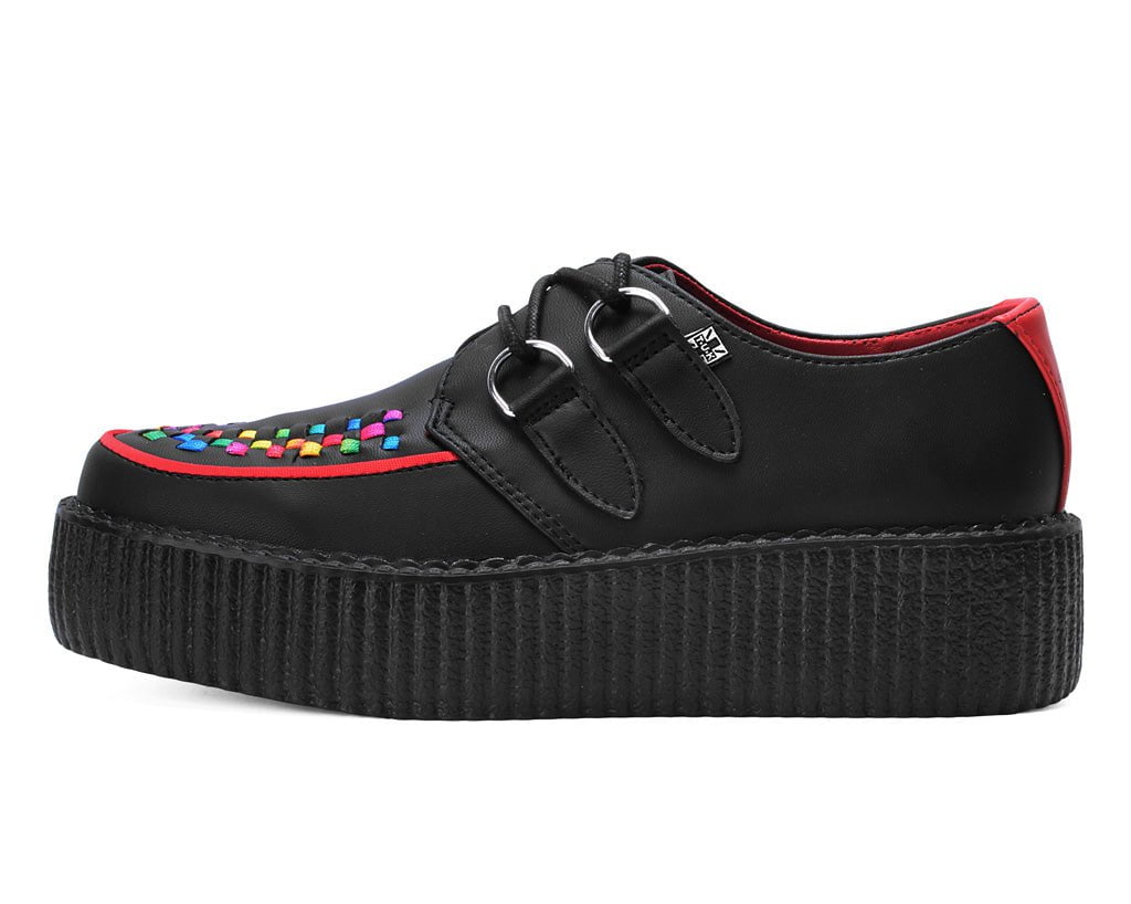 V3302 Black TUKskin Rainbow Interlace Viva Mondo Creeper Black/Red T.U.K. Shoes