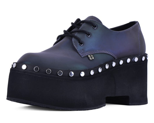 A3297 Midnight Chameleon Dino Flat Platform Blue/Green/Purple T.U.K. Shoes