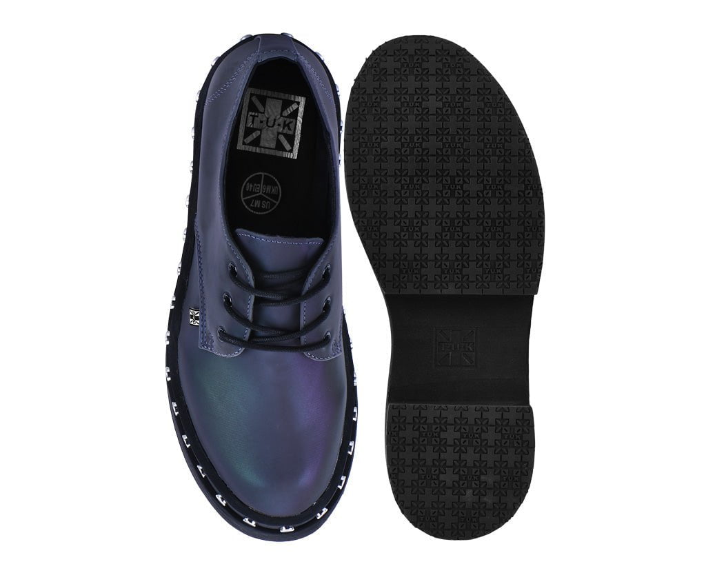 A3297 Midnight Chameleon Dino Flat Platform Blue/Green/Purple T.U.K. Shoes