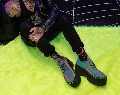 A3297 Midnight Chameleon Dino Flat Platform Blue/Green/Purple T.U.K. Shoes